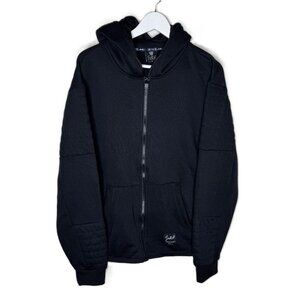 Switch Remarkable Black Quilted Full-Zip Hooded Sweatshirt Hoodie, Size Large